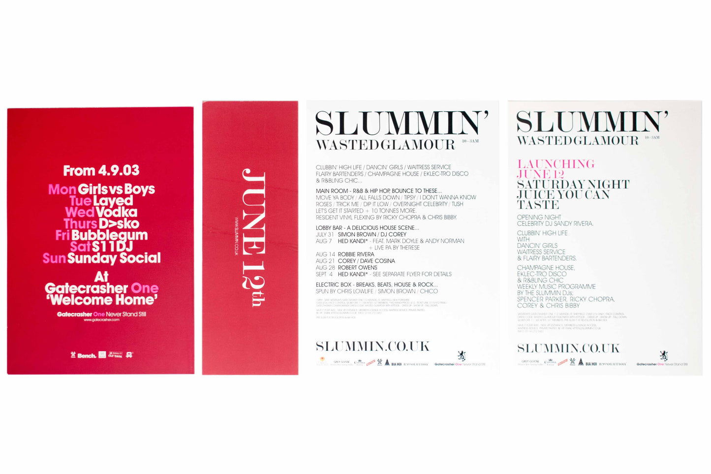 Gatecrasher - One, Slummin' - Flyers