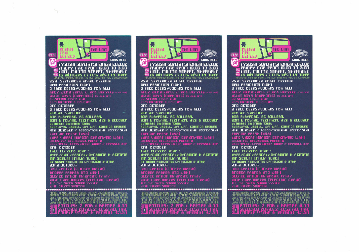 NY Sushi - Mommy They're Back! Every Friday at the Unit - Set of 3 Flyers