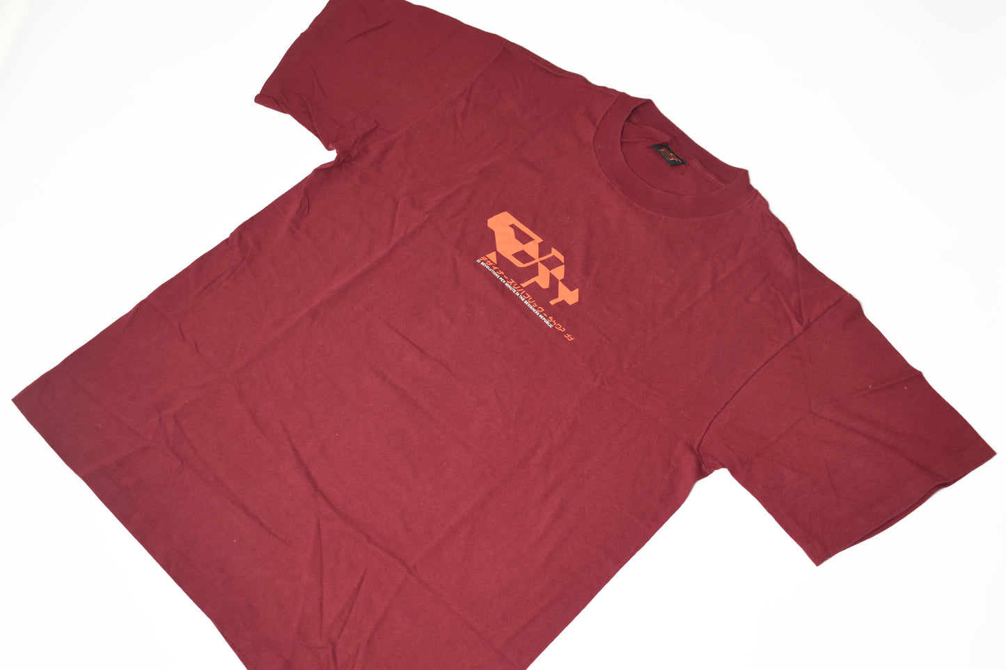 Shop 33" Logo Orange on Burgundy- T-Shirt