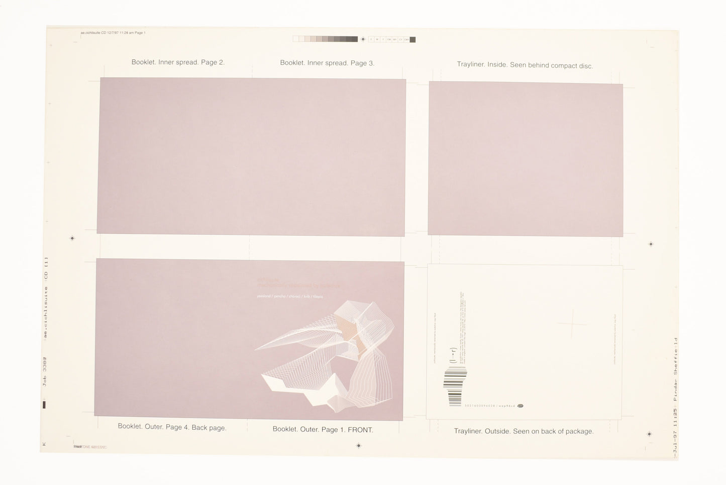 Autechre - Cichlisuite Remix EP CD Booklet and Inlay - Printers Proof / Digital Chromalin