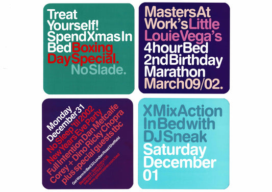 Bed - Boxing Day, Masters At Work, New Years Eve, XMix Action - Flyers