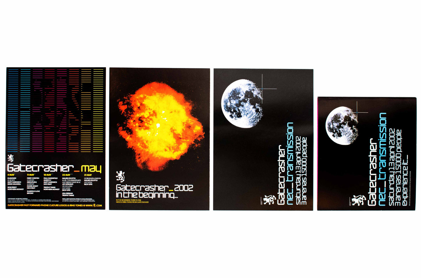 Gatecrasher - fast forward, in the beginning, n.e.c_transmission - Flyers
