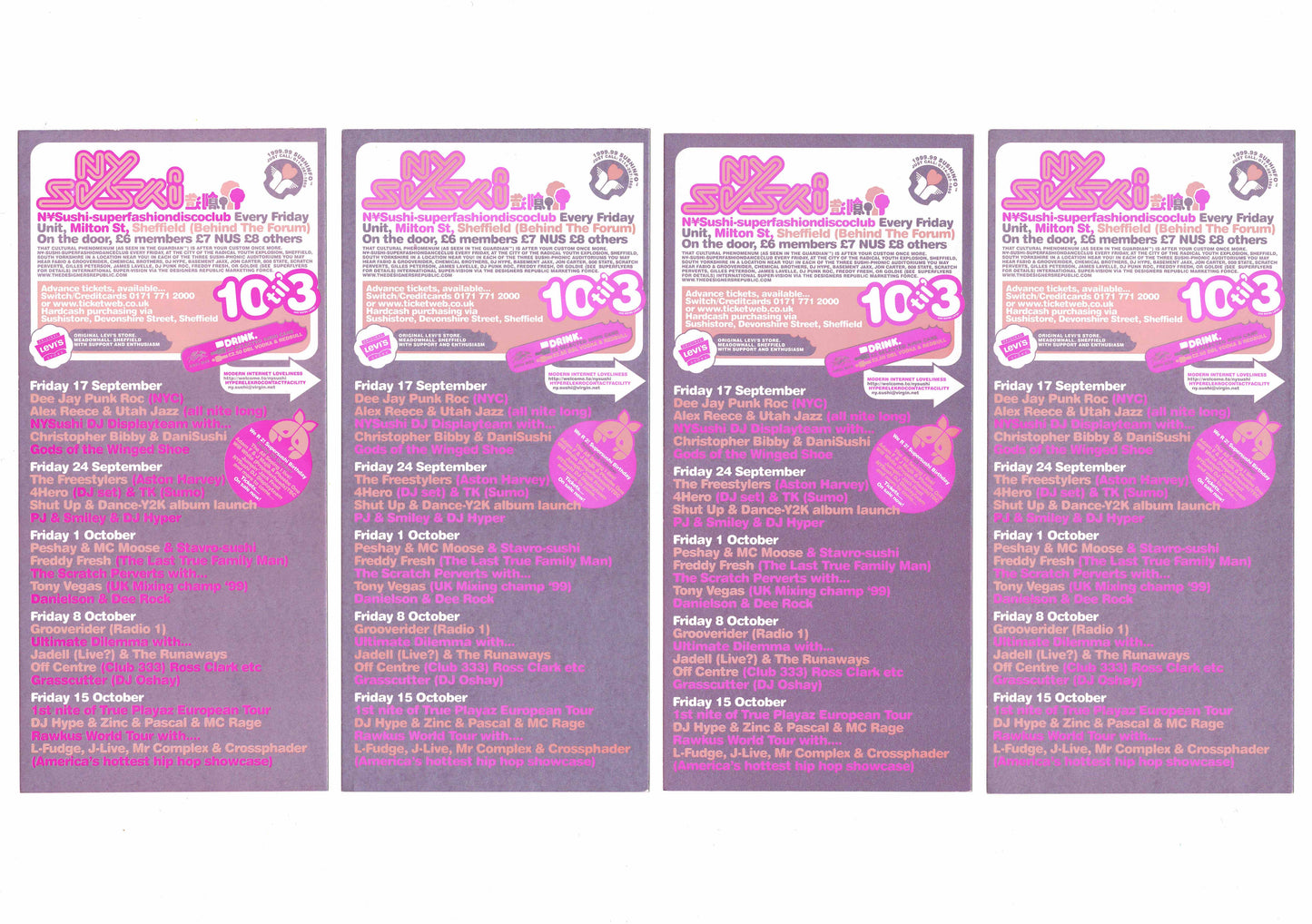 NY Sushi - Welcome to the World of NY Sushi - Set of 4 Flyers