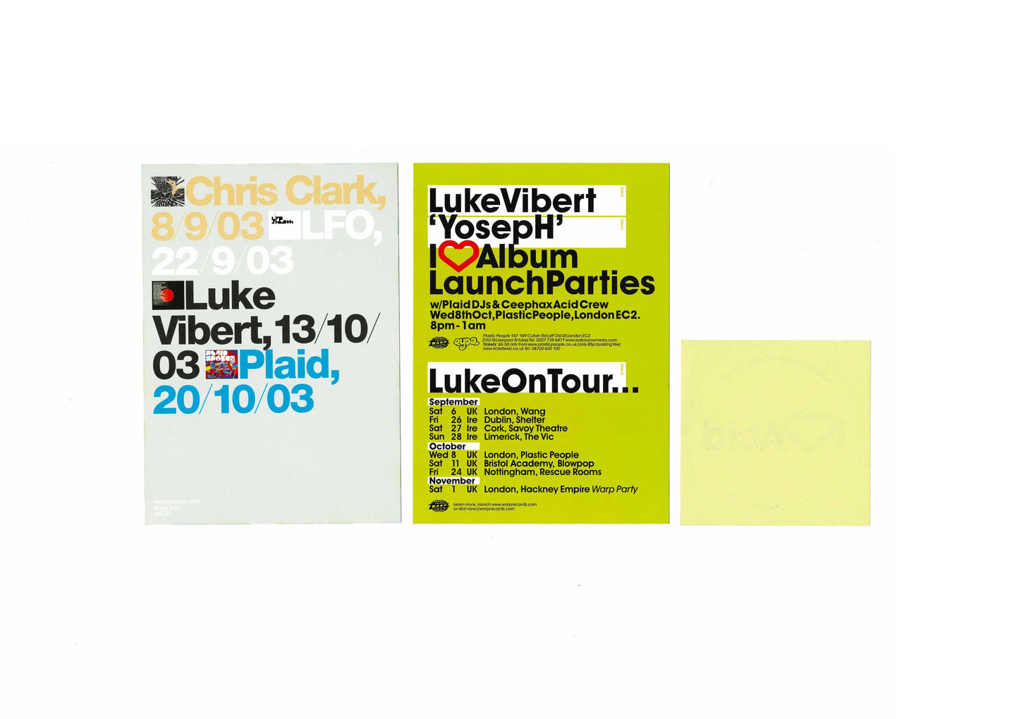 Warp - Luke Vibert - Set of Flyers and Sticker